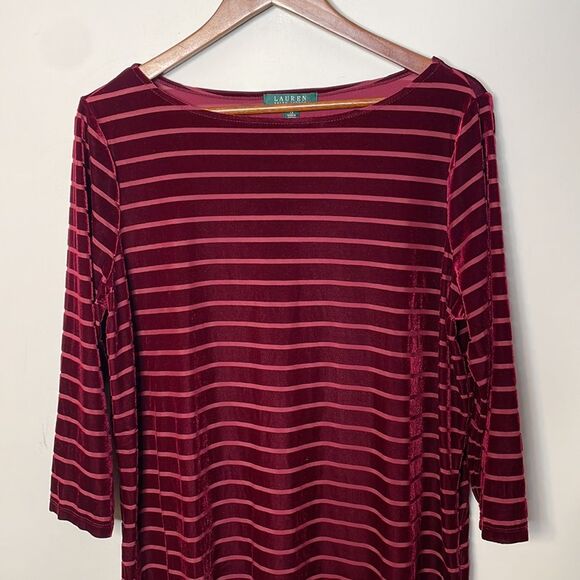 Lauren Ralph Lauren Velvet Striped Top 1X - Picture 4 of 7